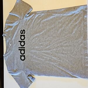 ADIDAS TSHIRT TEE SHIRT M 10-12 GRAY BLACK ATHLETIC